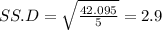 SS.D = \sqrt{\frac{42.095}{5}} = 2.9