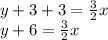 y + 3 + 3 = \frac {3} {2} x\\y + 6 = \frac {3} {2} x