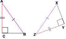 Which choice states the hypotenuse-leg theorem?  a. if two angles and the included side of one right