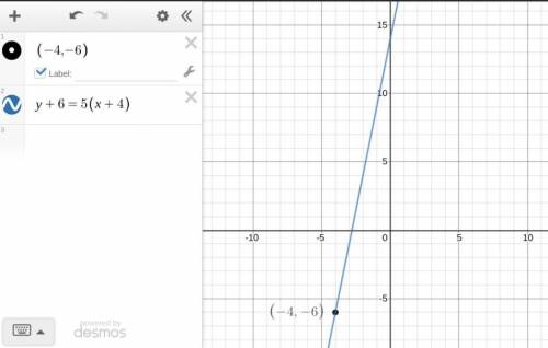 Write an equation and graph the line given the point:  (-4, -6) and slope:  5