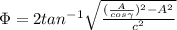 \Phi = 2tan^{-1}\sqrt{\frac{(\frac{A}{cos\gamma})^2-A^2}{c^2}}