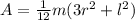 A=\frac{1}{12}m(3r^2+l^2)
