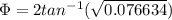 \Phi = 2tan^{-1}(\sqrt{0.076634})
