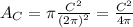 A_C = \pi\frac{C^2}{(2\pi)^2} = \frac{C^2}{4\pi}