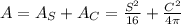 A = A_S + A_C = \frac{S^2}{16} + \frac{C^2}{4\pi}