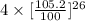 4 \times[\frac{105.2}{100}]^{26}