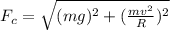 F_c = \sqrt{(mg)^2 + (\frac{mv^2}{R})^2}