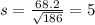 s = \frac{68.2}{\sqrt{186}} = 5
