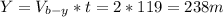 Y = V_{b-y}*t=2*119=238m