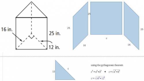 What is the lateral surface area of the prism below?  1200 in2 2400 in2 1392 in2 2592 in2