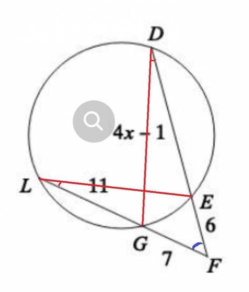 Find the measure of the line segment de.a) 15 b) 13 c) 21 d) 18