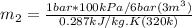 m_2 = \frac{1bar*100kPa/6bar(3m^3)}{0.287kJ/kg.K(320k)}