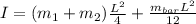 I = (m_1 + m_2)\frac{L^2}{4} + \frac{m_{bar}L^2}{12}