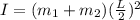 I = (m_1 + m_2)(\frac{L}{2})^2