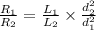 \frac{R_1}{R_2}=\frac{L_1}{L_2}\times \frac{d_2^2}{d_1^2}