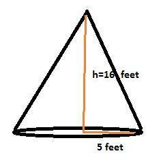What is the exact volume of the cone?  80π ft³ 4003π ft³ 400π ft³ 418710π ft³ outline of cone with a
