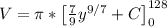 V = \pi*\left[\frac{7}{9}y^{9/7}+C\right]_{0}^{128}
