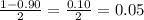 \frac{1-0.90}{2} = \frac{0.10}{2} = 0.05