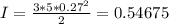 I = \frac{3*5*0.27^2}{2} = 0.54675
