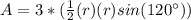 A=3*(\frac{1}{2}(r)(r)sin(120\°))