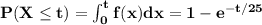 \bf P(X\leq t)=\int_{0}^{t} f(x)dx=1-e^{-t/25}