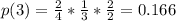 p(3)=\frac{2}{4}*\frac{1}{3}*\frac{2}{2}=0.166