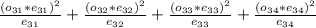 \frac{(o_{31}*e_{31})^2 }{e_{31} } + \frac{(o_{32}*e_{32})^2 }{e_{32} } + \frac{(o_{33}*e_{33})^2 }{e_{33} } +\frac{(o_{34}*e_{34})^2 }{e_{34} }
