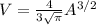 V = \frac{4}{3 \sqrt{\pi}} A^{3/2}