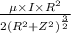 \frac{\mu\times I\times R^2}{2(R^2+Z^2)^\frac{3}{2} }
