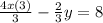 \frac{4x(3)}{3}-\frac{2}{3}y=8