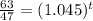 \frac{63}{47} =(1.045)^t