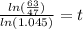 \frac{ln(\frac{63}{47})}{ln(1.045)}=t