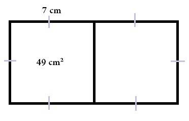 Arectangle is formed by joining two squares with area 49 cm2. what is the perimeter of the rectangle