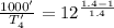 \frac{1000'}{T_4'} = 12^{\frac{1.4 -1}{1.4}}