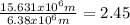 \frac{15.631x10^{6}m}{6.38x10^{6}m}=2.45