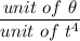 \dfrac{unit\ of\ \theta}{unit\ of\ t^4}