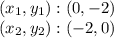 (x_ {1}, y_ {1}) :( 0, -2)\\(x_ {2}, y_ {2}): (- 2,0)