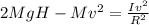 2MgH - Mv^2 = \frac{Iv^2}{R^2}