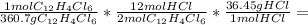 \frac{1molC_{12}H_{4}Cl_{6}}{360.7gC_{12}H_{4}Cl_{6}} *\frac{12molHCl}{2molC_{12}H_{4}Cl_{6}} *\frac{36.45gHCl}{1molHCl}=
