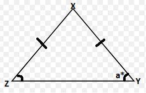 Triangle xyz is isosceles. angle y measures a°. what expression represents the measure of angle x?