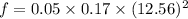 f=0.05\times 0.17\times (12.56)^2