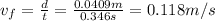 v_f=\frac{d}{t}=\frac{0.0409m}{0.346s}=0.118m/s
