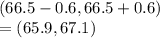 (66.5-0.6, 66.5+0.6)\\= (65.9, 67.1)
