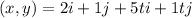(x,y) = 2i + 1j + 5ti + 1tj