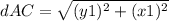 dAC=\sqrt{(y1)^{2}+(x1)^{2}}