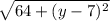 \sqrt{64+(y-7)^2}