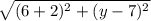 \sqrt{(6+2)^2+(y-7)^2}