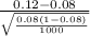 \frac{0.12-0.08}{\sqrt{\frac{0.08(1-0.08)}{1000}}}