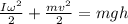 \frac{I\omega ^2}{2}+\frac{mv^2}{2}=mgh