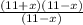 \frac{(11+x)(11-x)}{(11-x)}